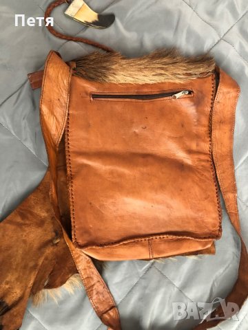 Дамска кафява чанта от естествена кожа от глиган, снимка 6 - Чанти - 30465490