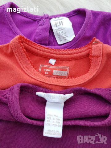 Лот блузки H&M за бебе 4-6 месеца , снимка 5 - Бебешки блузки - 31905257