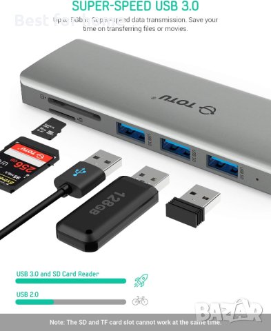 Докинг станция TOTU 9 в 1, USB C хъб,с троен дисплей с режим на Collage Display, двоен 4K HDMI, VGA, снимка 2 - Мрежови адаптери - 42874524
