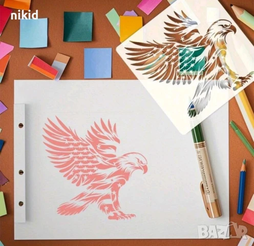 Орел тип Флаг Америка шаблон стенсил спрей за торта украса декор Scrapbooking, снимка 2 - Други - 50568838