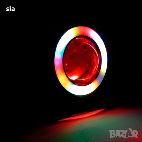 Фар за мотор, скутер, АТВ, 7W+ RGB halo пръстен, снимка 5 - Части - 53957426