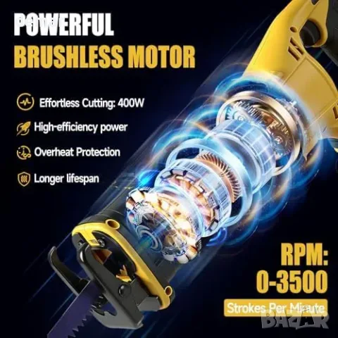 Акумулаторен саблен трион за DeWalt 18/20 V, 4 ножа, без батерия, снимка 3 - Други стоки за дома - 56228516