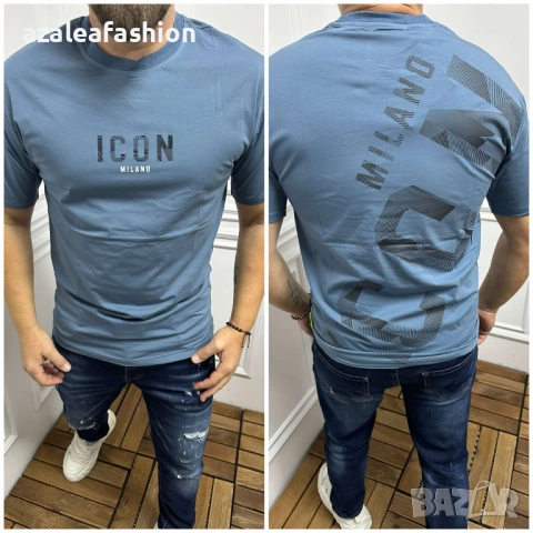 Синя мъжка тениска с надписи