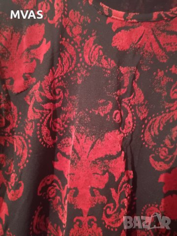 Нова черна блуза с дълъг ръкав и червени орнаменти с плюш L размер , снимка 4 - Блузи с дълъг ръкав и пуловери - 38271936