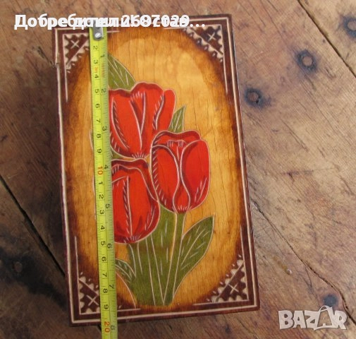  Кутии: Голяма стара метална кутия чанта сандък с дръжка, лале, лалета, снимка 17 - Други ценни предмети - 28951517