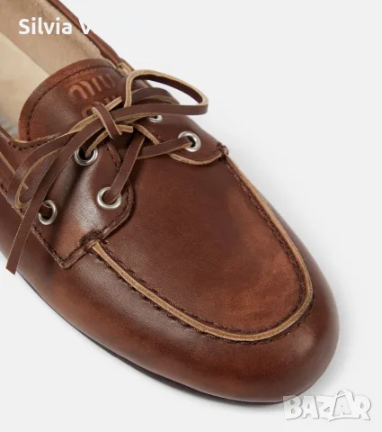 Дамски обувки Miu Miu lace-up leather boat shoes, снимка 2 - Дамски ежедневни обувки - 56085108
