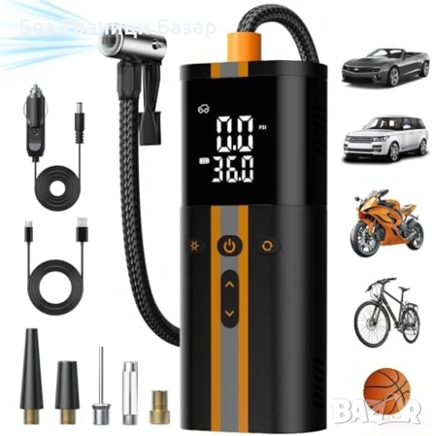 Нова авто помпа TowerTop компресор за гуми 150 PSI 12V безжичен 6000mAh батерия кола