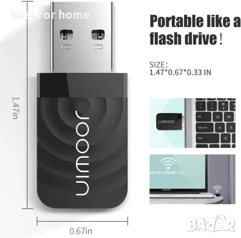 USB WiFi адаптер USB 3.0 1200mbps двубандов мини безжичен мрежов адаптер , снимка 9 - Друга електроника - 56132880