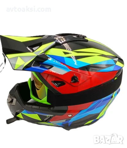 Каска Крос Мотор/Скутер/Бъги/Вело/АТВ с Очила -YF041, снимка 2 - Аксесоари и консумативи - 50827118