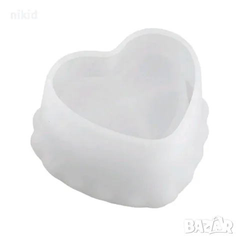 Къдраво сърце висока купичка кашпа саксия силиконов молд форма шоколад гипс смола декор, снимка 5 - Форми - 50214288