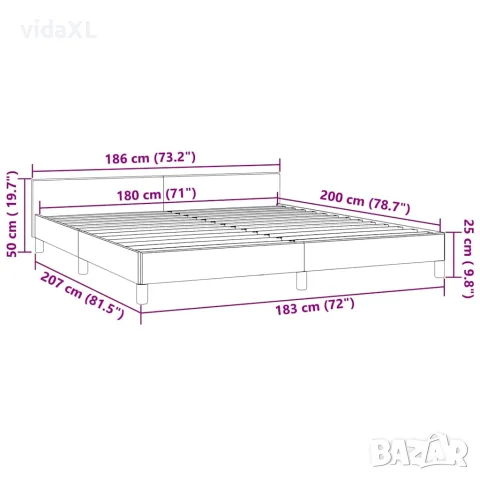 vidaXL Рамка за легло без матрак, тъмносива, 180x200 см, кадифе, снимка 9 - Спални и легла - 56147262