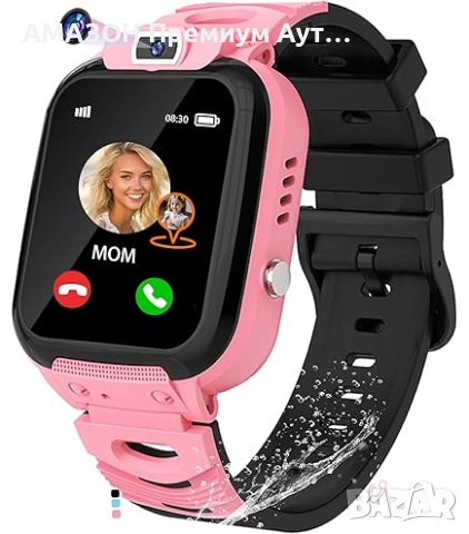 EUNICECG Детски смарт часовник за момичета/HD камера/GPS/будилник/игри/телефон/водоустойчив/SOS