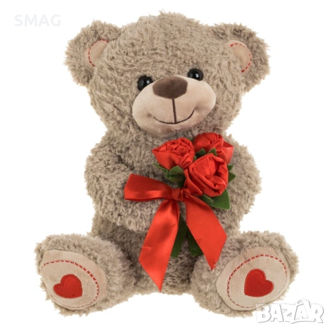 Плюшено мече с рози за Свети Валентин 30 см_1257331, снимка 2 - Плюшени играчки - 53369671