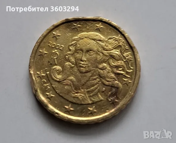 10 евроцента - 2002 г.-Италия.С дефект., снимка 2 - Нумизматика и бонистика - 56495441