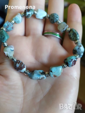 Гривна от естествен Ларимар, снимка 6 - Гривни - 51395206