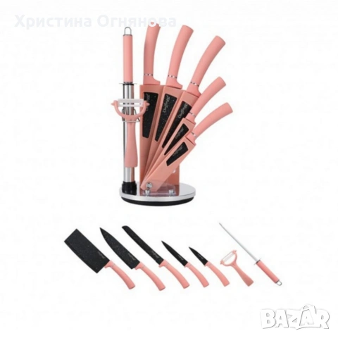 Комплект кухненски ножове 8 в 1 с въртяща се стойка Cheffinger за подредена кухня, снимка 4 - Други - 53181832