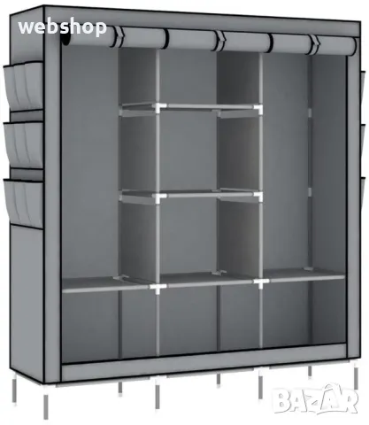 Текстилен гардероб за дрехи с три крила и 10 отделения, снимка 6 - Гардероби - 48601120