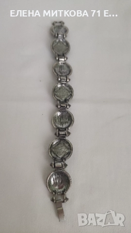 Стара масивна гривна от сребрист метал и тюркоаз, снимка 4 - Антикварни и старинни предмети - 51518321