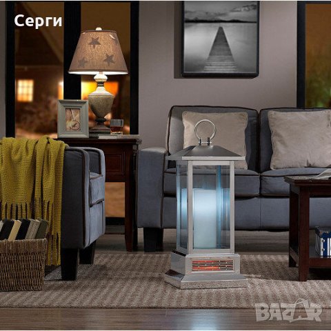 Декоративен фенер инфрачервено кварцово отопление Twin-Star, 1500W, Височина 73см, Черен, снимка 5 - Отоплителни печки - 31678504