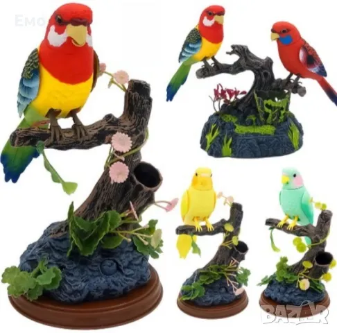 Пластмасова играчка. Музикални папагали кацнали на дръвче, снимка 7 - Музикални играчки - 48042544