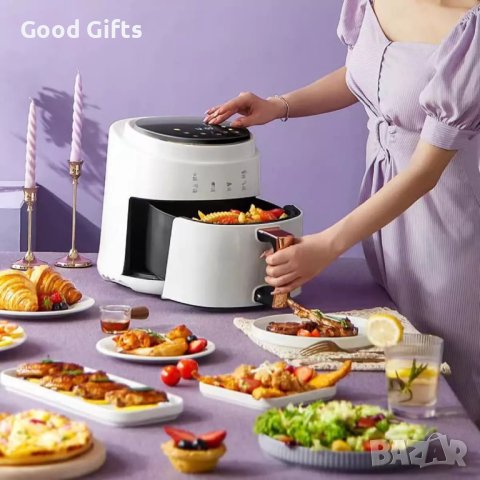 8 литра Air Fryer - Уред за здравословно готвене с горещ въздух , 1400 W, Тъч скрийн управление, снимка 5 - Фритюрници - 40839590