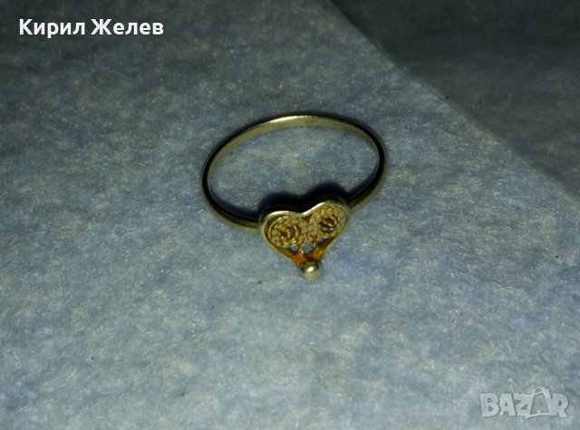 СТАРИНЕН ФИЛИГРАНЕН СЪРЦЕВИДЕН СРЕБЪРЕН РЕТРО ПРЪСТЕ РЪЧНА МАЙСТОРСКА ИЗРАБОТКА 40128, снимка 6 - Антикварни и старинни предмети - 42425130