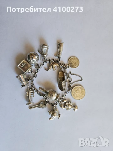 СРЕБЪРНА ГРИВНА С ТАЛИСМАНИ - .835 сребро - 2 броя, снимка 5 - Гривни - 51159793