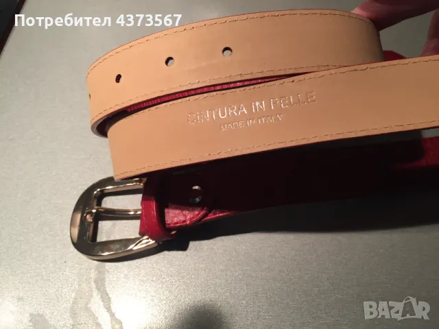 Розов дамски колан от естествена кожа със златиста тока. , снимка 3 - Колани - 49275547