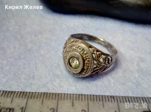 Стар ФЛОРАЛЕН СКЪПОЦЕНЕН СРЕБЪРЕН ПРЪСТЕН СРЕБРО 925 с ЧИСТ ПЛАНИНСКИ КРИСТАЛ АЖУРНА ИЗРАБОТКА 49974, снимка 5 - Пръстени - 49272971