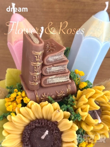 Тематични букети от ароматни соеви свещи за любимите учители, снимка 4 - Арт сувенири - 51409427