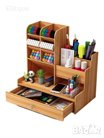 Дървен органайзер за бюро с чекмедже и многосекционно съхранение, снимка 17 - Други стоки за дома - 52690825