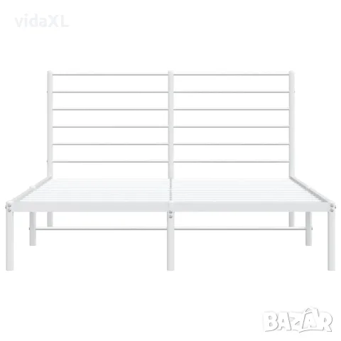 vidaXL Метална рамка за легло с горна табла, бяла, 140x200 см, снимка 6 - Спални и легла - 56147353