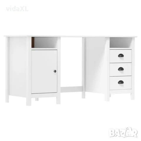 vidaXL Бюро Hill бяло 150x50x74 см борово дърво масив（SKU: 289000）