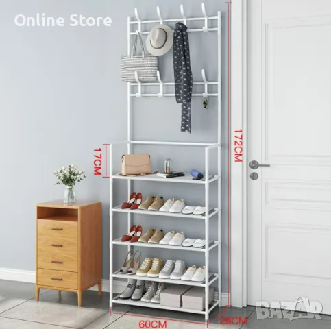 Многофункционална стойка за обувки, чанти и закачалка за връхни дрехи и др., снимка 12 - Други стоки за дома - 47984865