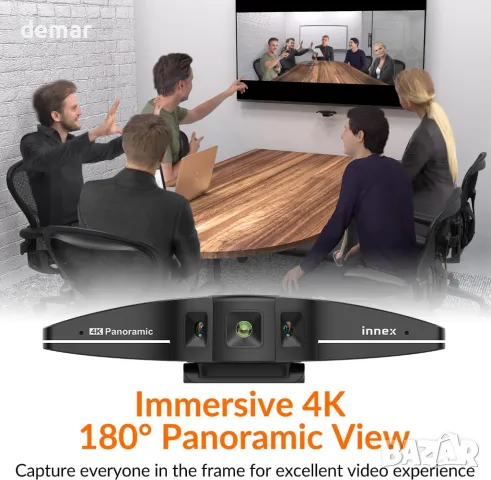 Innex C831 180° панорамна 4K уеб камера с микрофон, AI Face Tracking, снимка 2 - Други - 48481441