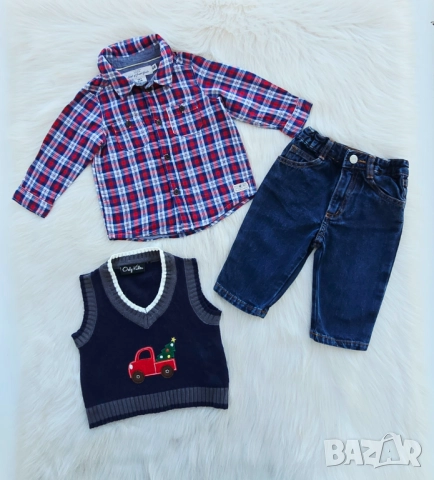 Бебешка риза H&M дънки Next и пуловер 6-9 месеца, снимка 10 - Комплекти за бебе - 52799034