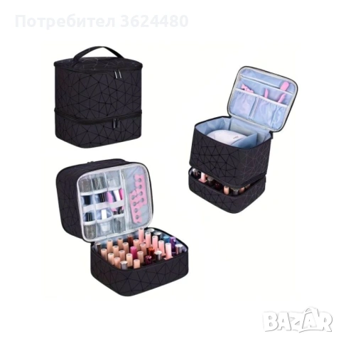 Черна чанта за маникюр с 2 нива и място за инструменти 4650