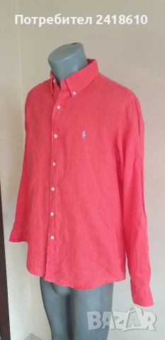POLO Ralph Lauren Len/ Лен Custom Fit Mens Size M  ОРИГИНАЛ! Мъжка Ленена Риза., снимка 4 - Ризи - 53709193