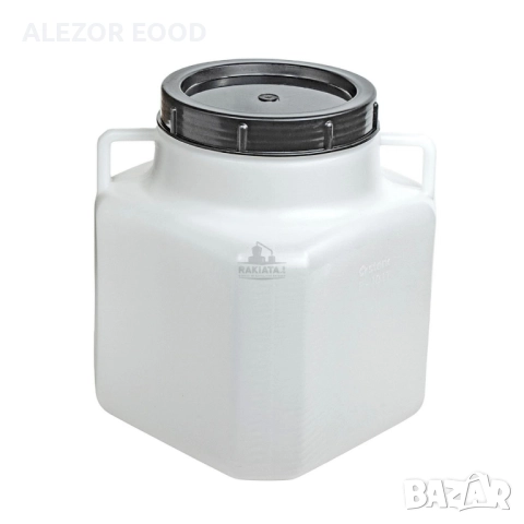 Бял квадратен бидон 40 л за вино, ракия и храни