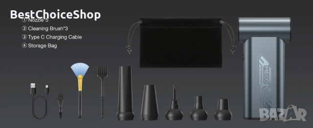 MECO ELEVERDE Мини електрическа духалка / прахосмукачка 4-скорости 180,000 RPM, снимка 13 - Прахосмукачки - 53169613