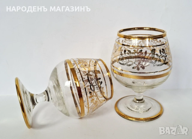 Нов немски златен сервиз чаши за ракия и аперитив – 6 броя, снимка 5 - Други ценни предмети - 54220190