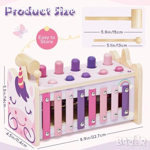 Нова монтесори Дървена образователна играчка чукче и ксилофон за деца, снимка 7 - Образователни игри - 53914381