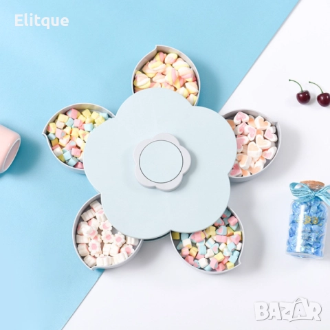 Пет сгъваеми купички във формата на цвете със специална поставка за телефон