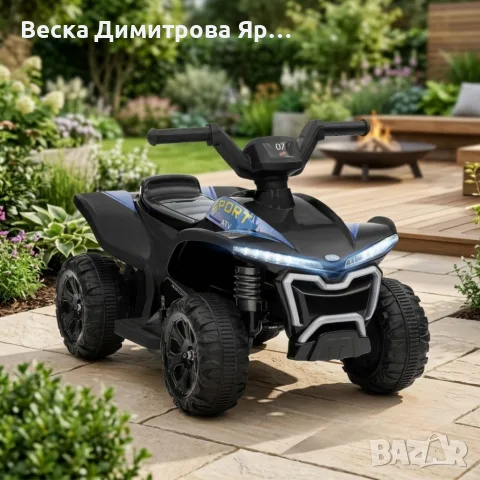 Детско акумулаторно ATV 6V 25W – Електрическо ATV с LED светлини за деца 1.5+ години, черно
