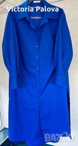 Ефектна италианска рокля - риза  LUMINA, кралско синьо, 100% памук, снимка 11 - Рокли - 54164733