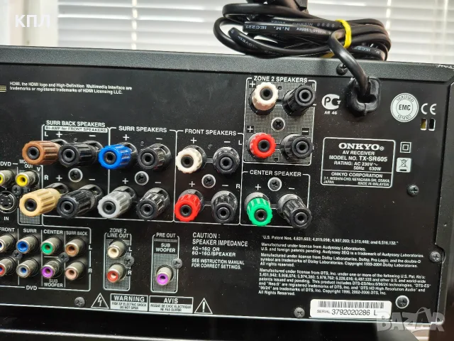 7.1 канален ресивър ONKYO TX-SR 605 , снимка 10 - Ресийвъри, усилватели, смесителни пултове - 56071439