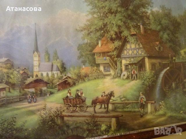 Стара картина "Сутрин на Петдесетница" репродукция от 1935 г, снимка 4 - Картини - 53940961