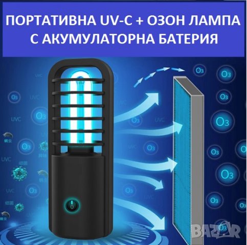 ПОРТАТИВНА Дезинфекционна Лампа с UV-C + ОЗОН светлина - Разпродажба със 70% Намаление, снимка 4 - Овлажнители и пречистватели за въздух - 29971746