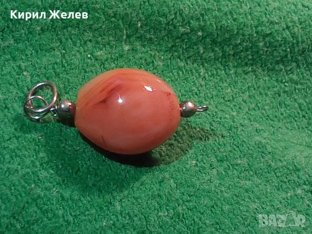 ПОСРЕБРЕНА СТАРА АРТ ВИСУЛКА РОЗОВ АХАТ 19159, снимка 7 - Антикварни и старинни предмети - 35596699