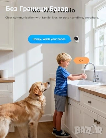 Нови 2 броя Вътрешна охранителна камера 1080P WiFi Нощно виждане AI, снимка 7 - Други - 53048474